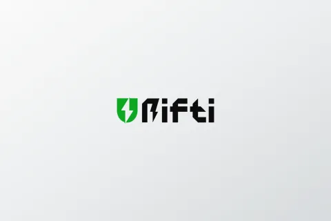 Logo oficial da Rifti sobre um degradê cinza claro.
